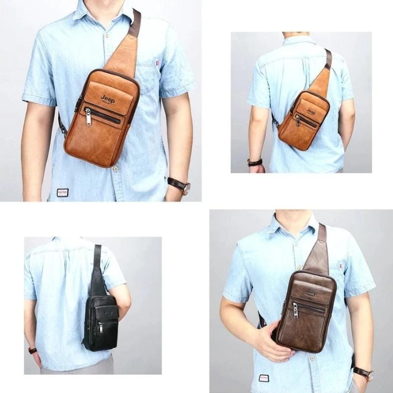 Bolsa de Couro Masculina Transversal Tiracolo