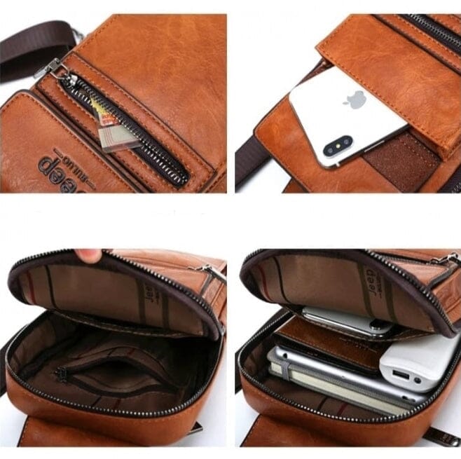 Bolsa de Couro Masculina Transversal Tiracolo